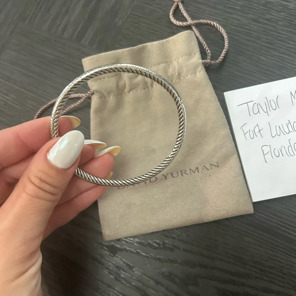 David Yurman Sterling Silver Bangle Cable Bracelet - Picture 4 of 8
